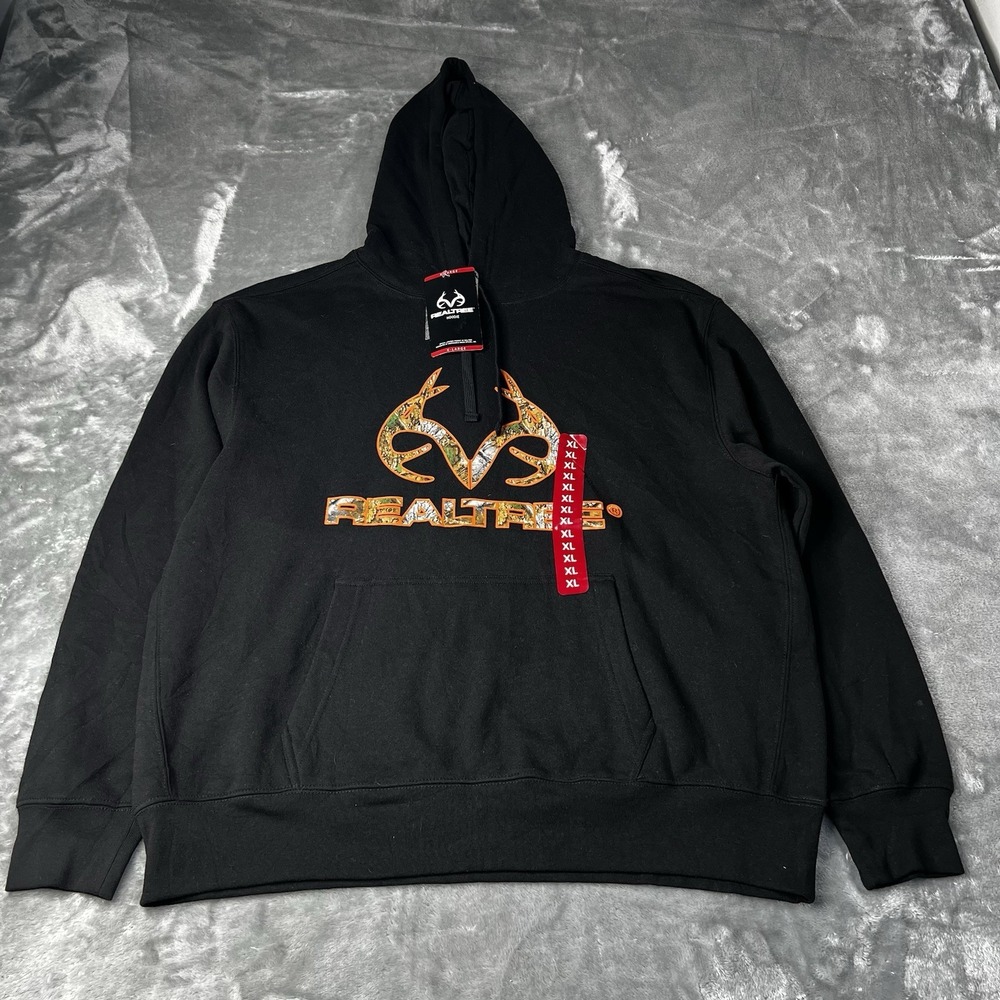 Realtree Black Hoodie XL Camo Logo Sweater New With Tags